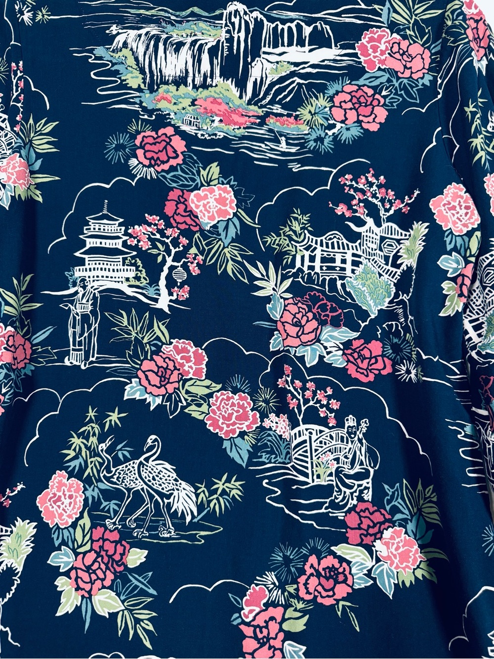 Reyn Spooner Limited Issue Blouse Womens Small Blue Hawaiian Scenic Floral Rayon - Picture 5 of 14